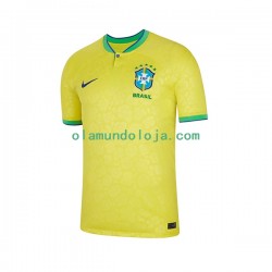 Camisola Brasil Homem Equipamento Primeiro Copa do Mundo 2022 Manga Curta